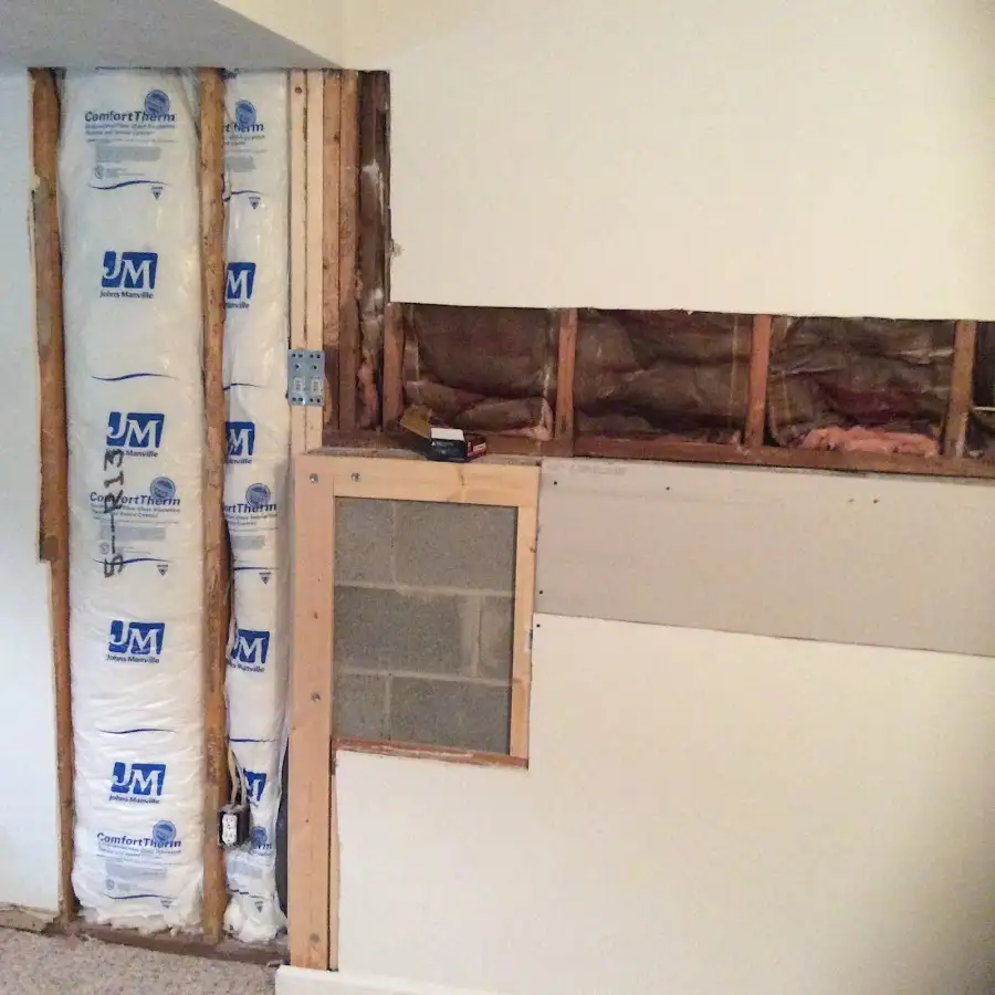 Wall insulation replacement during Basement Flood Cleanup in Northbridge